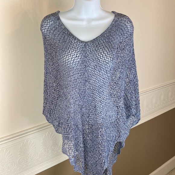 Christopher & Banks Sweaters - Christopher & Banks Small V Neck Blue/Gray Poncho